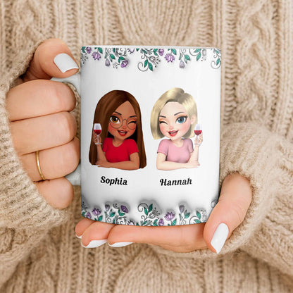 Celebrate Friendship With Personalized Coffee Mug Featuring Stylish Flowers - Personalized Custom Coffee Mug - BST525_MG