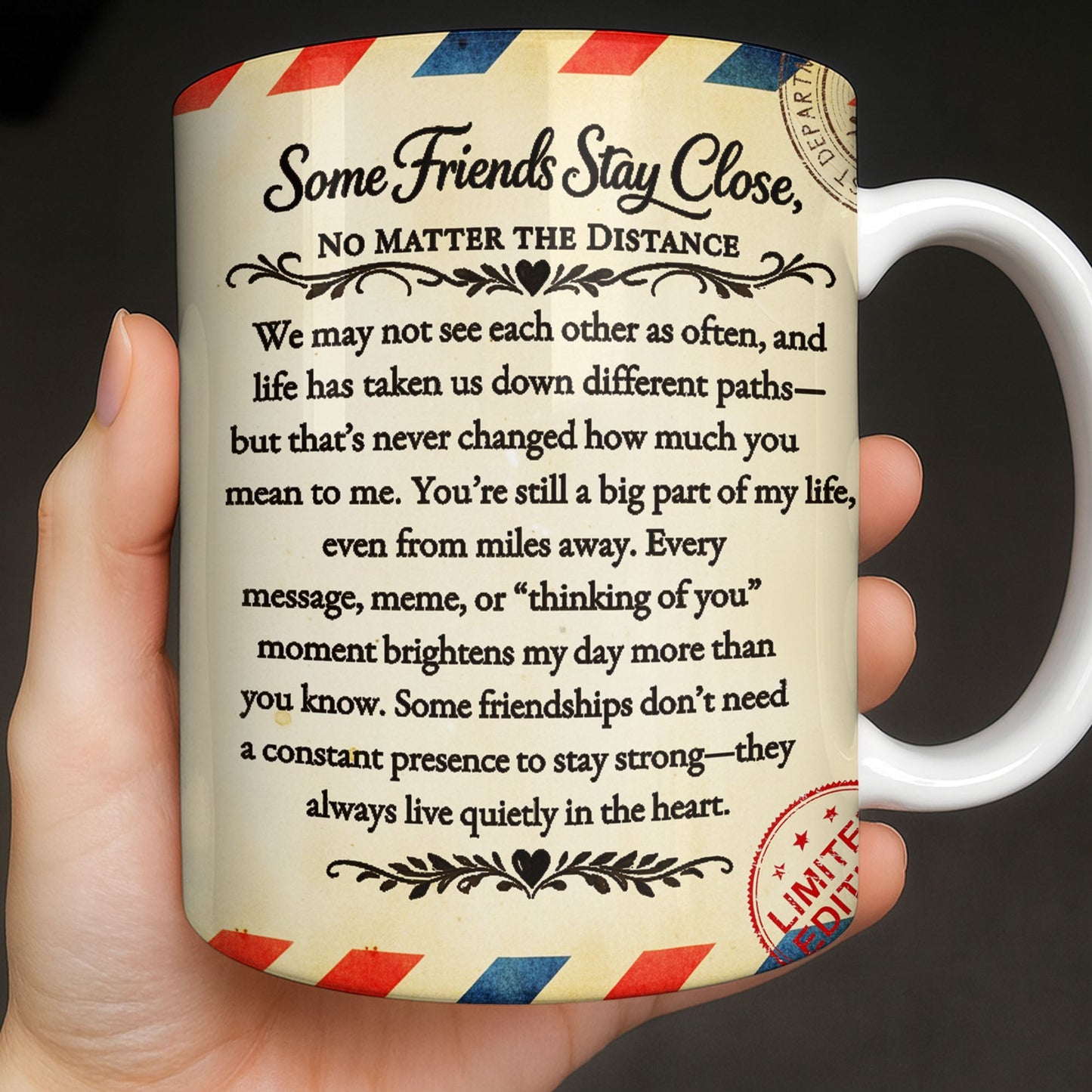 To My Bestie With Postage Stamp Design - Personalized Custom Coffee Mug - BST532_MG