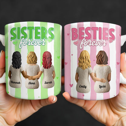 Sisters Forever Hearts And Love Design - Personalized Custom Coffee Mug - BST533_MG