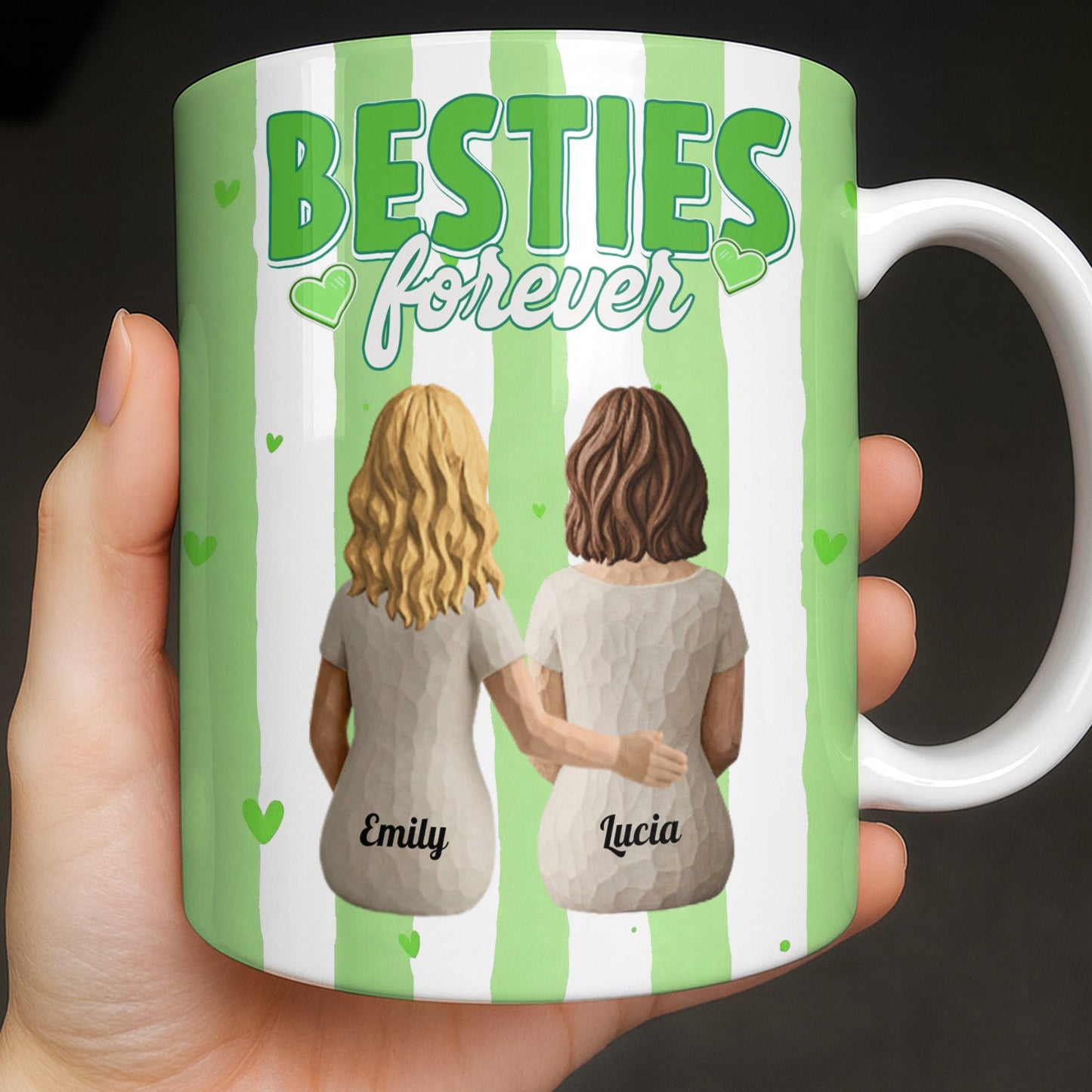 Sisters Forever Hearts And Love Design - Personalized Custom Coffee Mug - BST533_MG