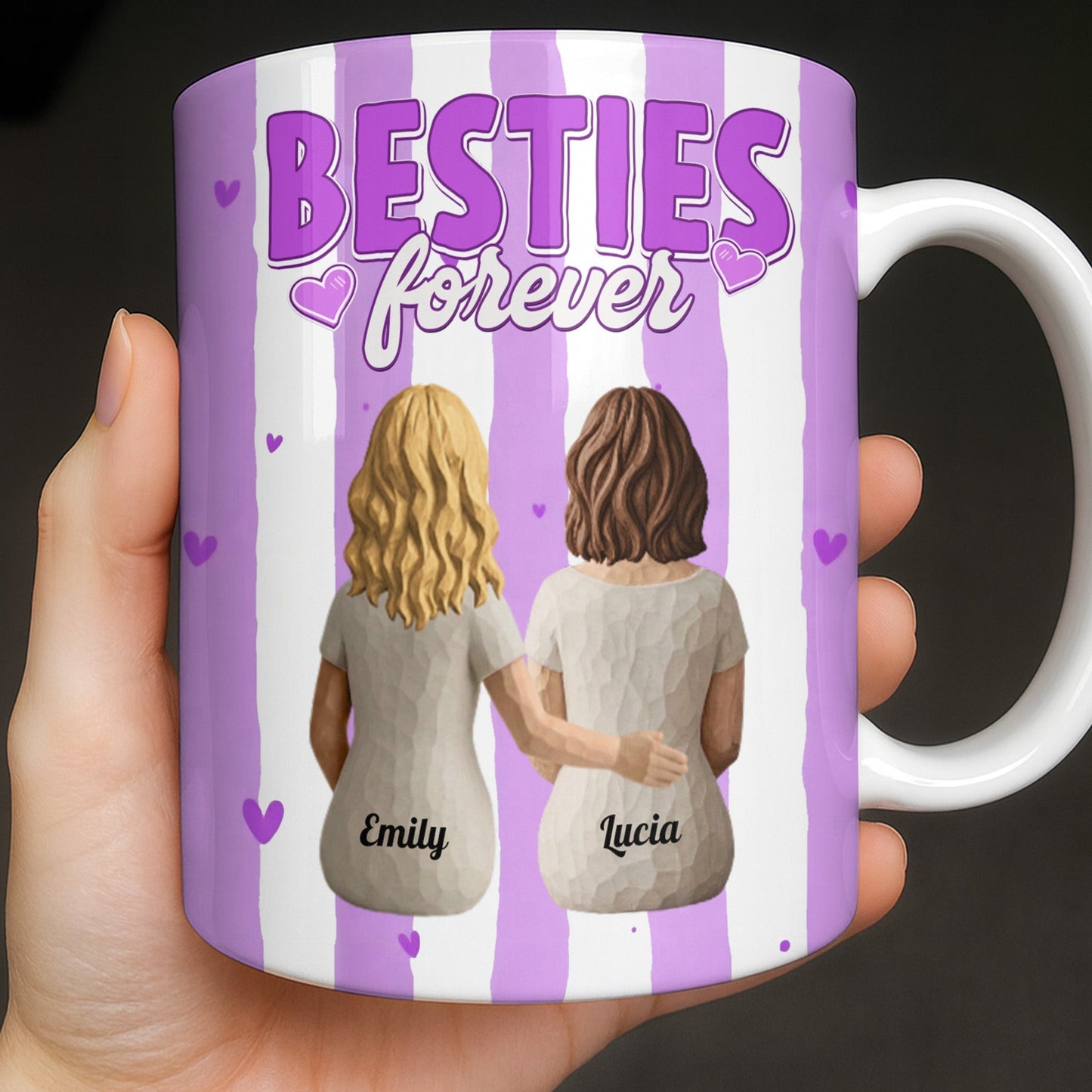 Sisters Forever Hearts And Love Design - Personalized Custom Coffee Mug - BST533_MG