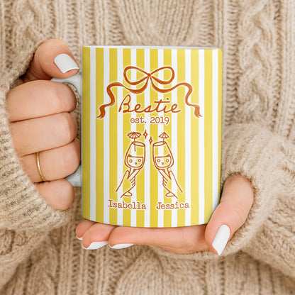 Thank You For Being My Unbiological Sister With Stripes And Wine Glasses - Personalized Custom Coffee Mug - BST535_MG
