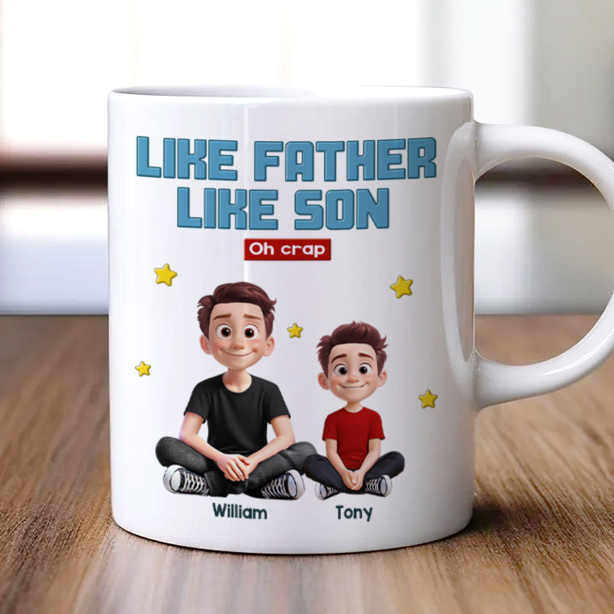 Like Father Like Daughter Son Cartoon Funny Style Personalized Mug, Gift For Dad