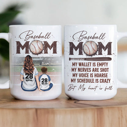 Baseball Mom But My Heart Is Full - Personalized Mug
