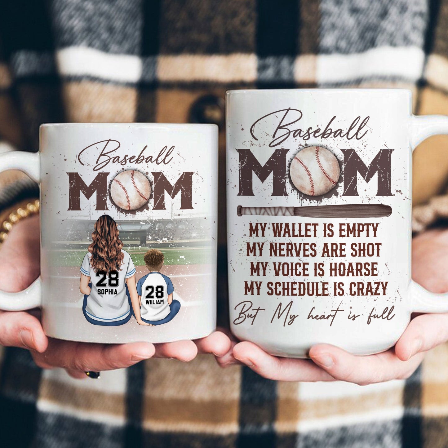 Baseball Mom But My Heart Is Full - Personalized Mug