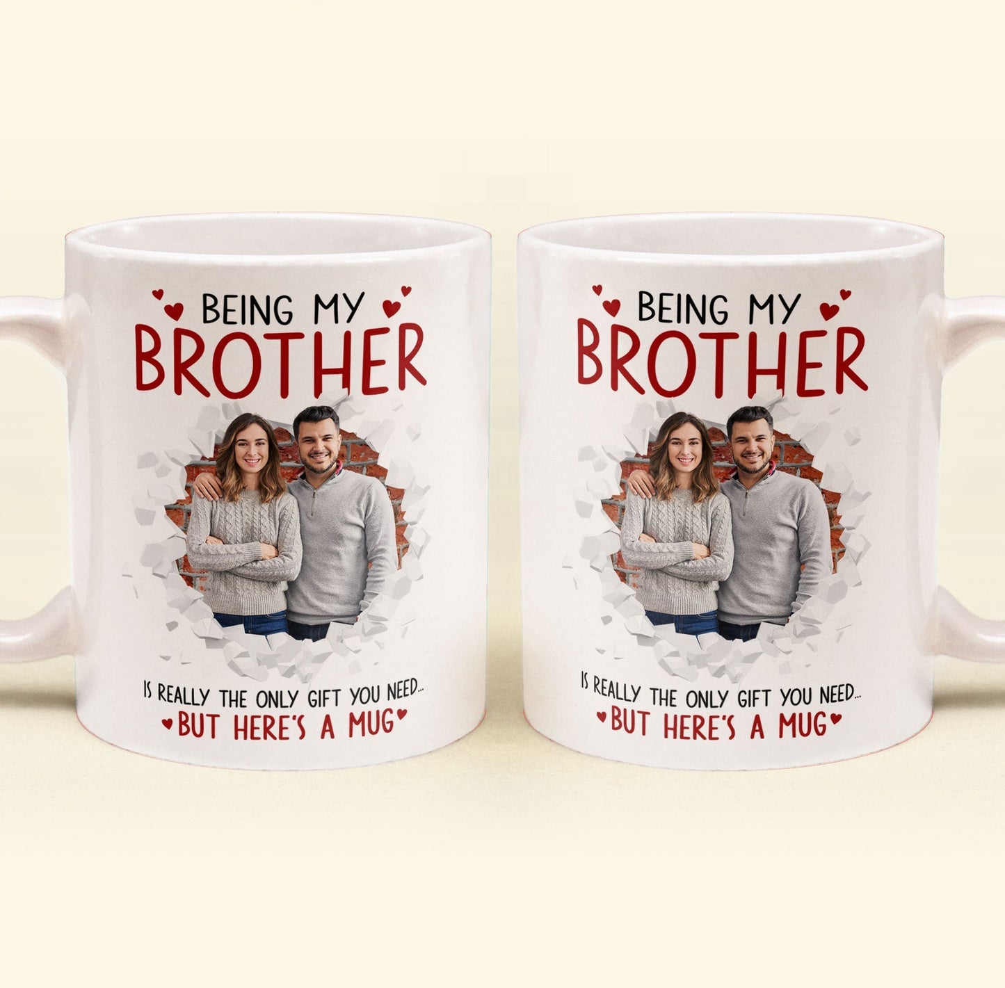 Being My Brother Is Really The Only Gift You Need - Personalized Photo Funny Mug