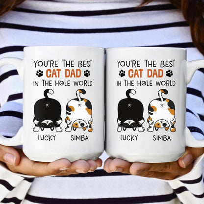 Best Cat Dad In The Hole World - Personalized Mug