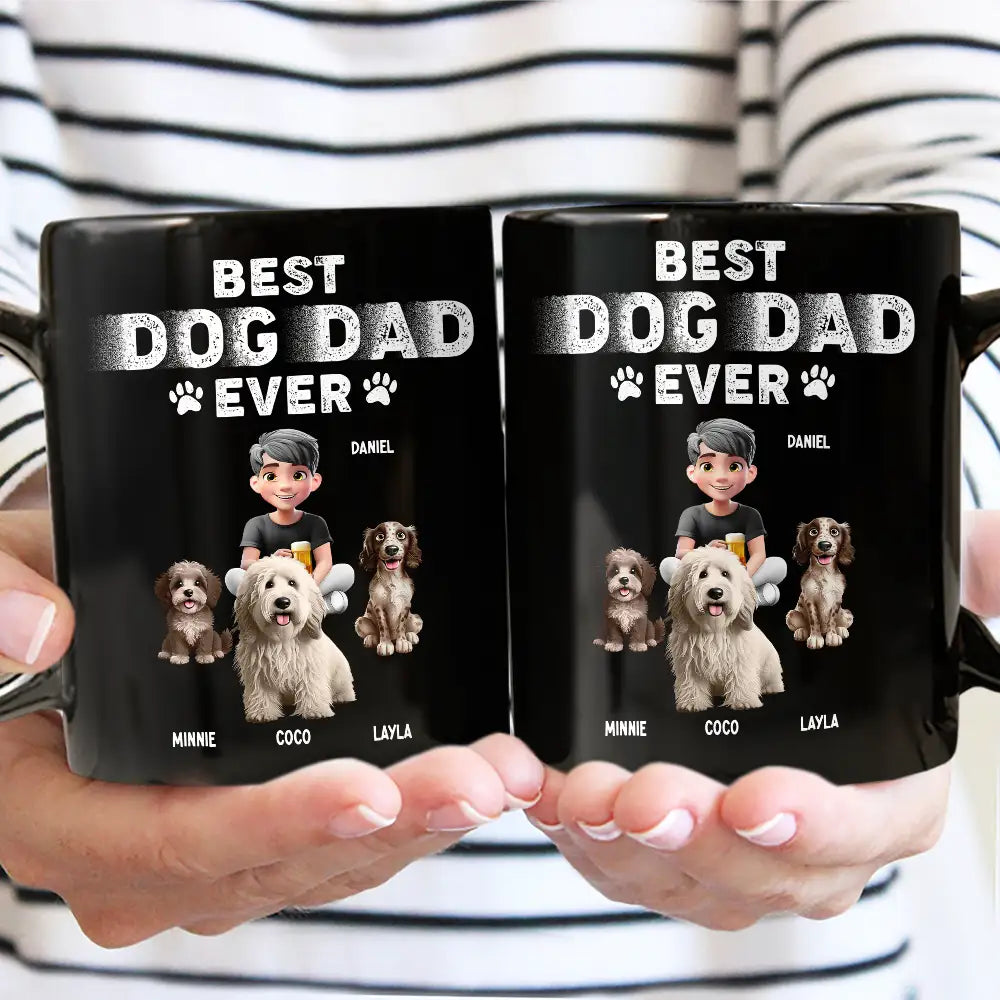 Best Dog Dad Ever 3D Effect - Personalized Black Mug