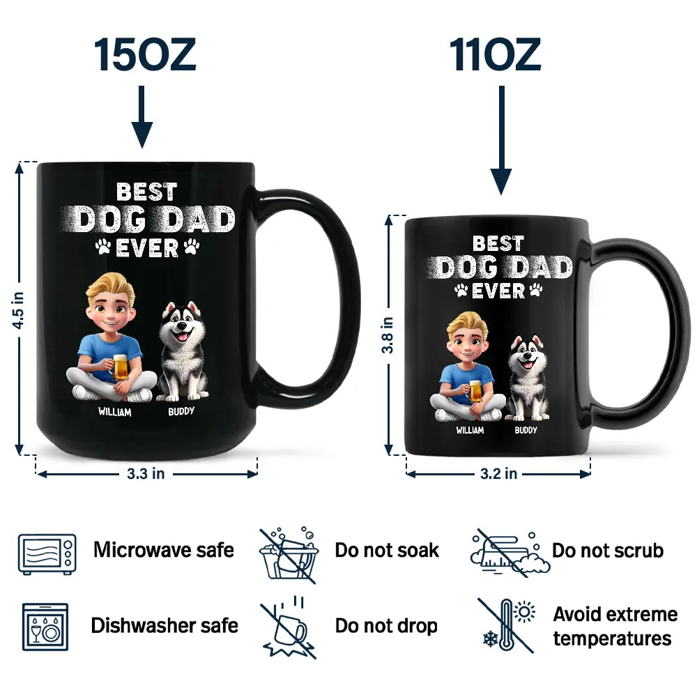 Best Dog Dad Ever 3D Effect - Personalized Black Mug