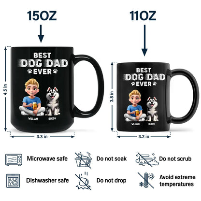 Best Dog Dad Ever 3D Effect - Personalized Black Mug