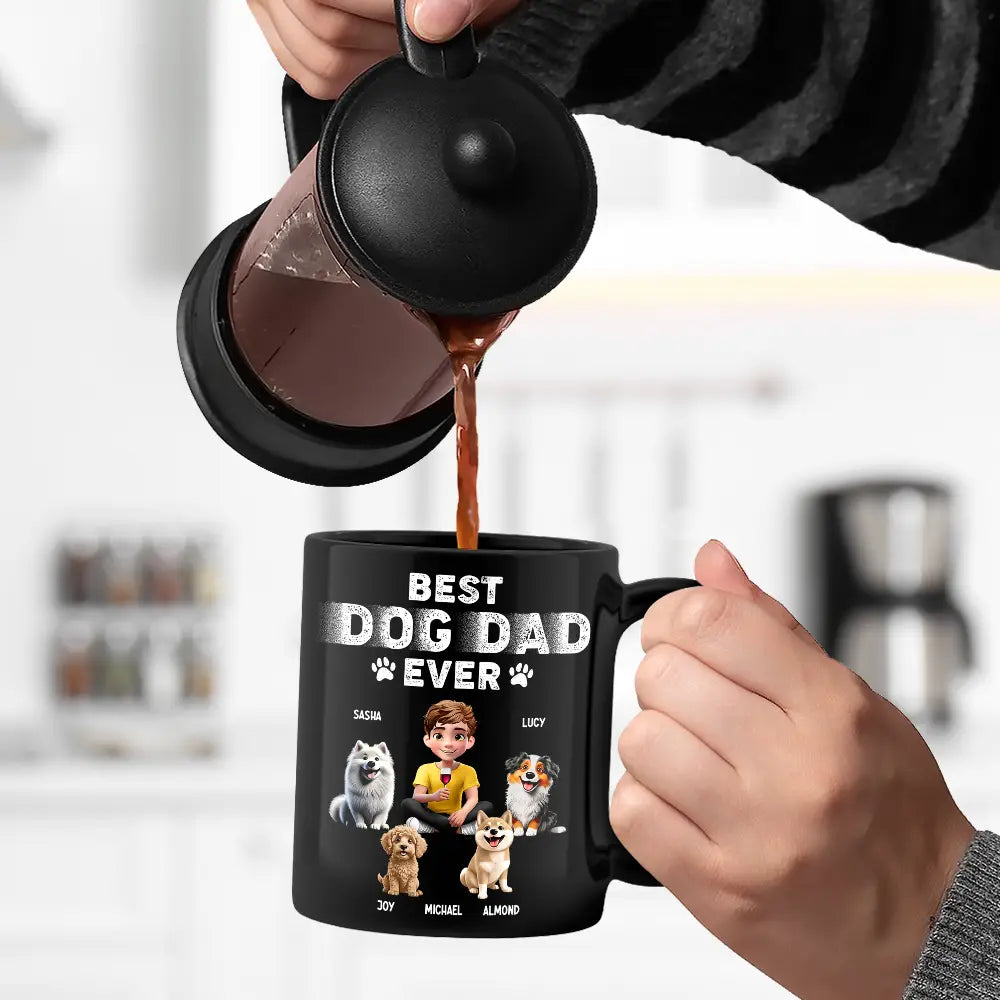 Best Dog Dad Ever 3D Effect - Personalized Black Mug