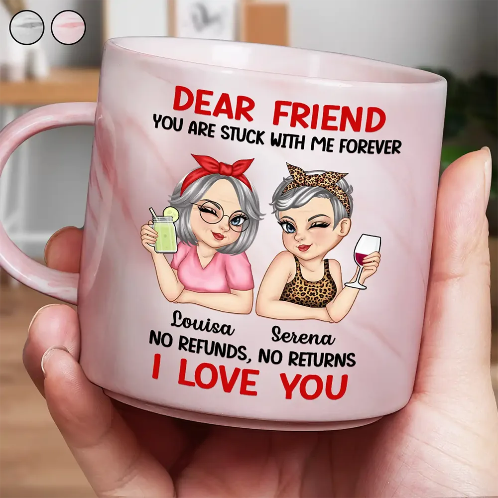 Bestie You Are Stuck With Me Forever - Personalized Marble Mug