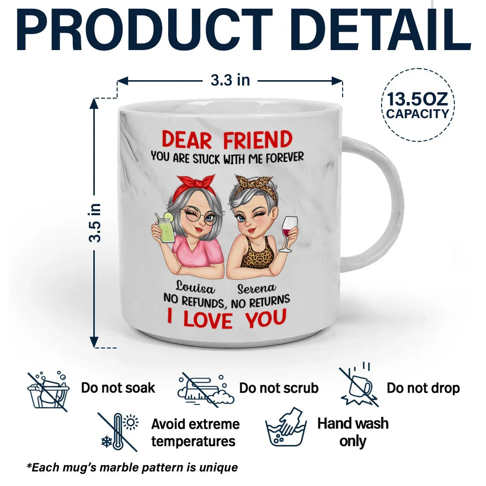 Bestie You Are Stuck With Me Forever - Personalized Marble Mug