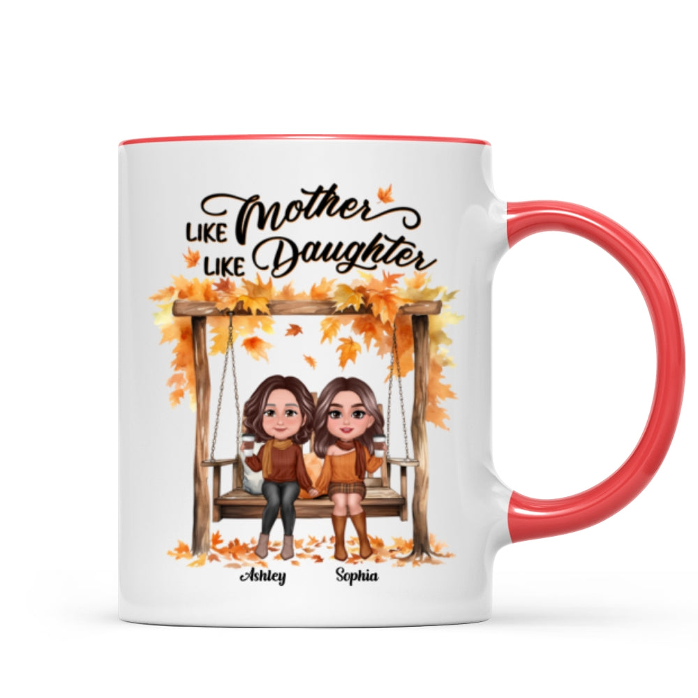 Fall Season Mother Daughters On Swing Personalized Mug