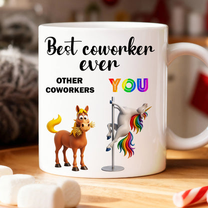 Funny Unicorn Coworker - Personalized Mug - Christmas Gift for Coworker, White Elephant