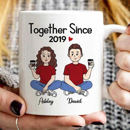Cartoon Chibi Couple Sitting Gift For Him For Her Personalized Mug