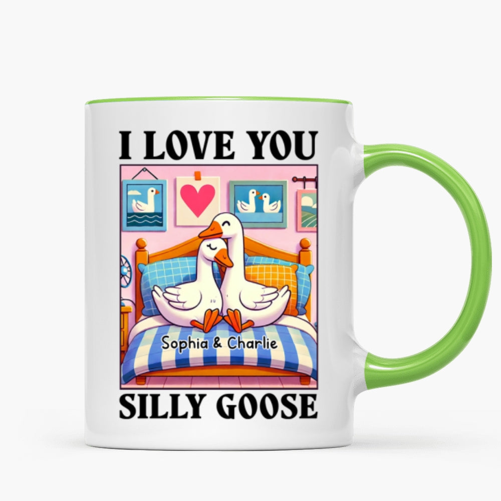 I Love You Silly Goose Cute Romantic Gift Mug, Cute Ducks Personalized Mug, Girlfriend Boyfriend Gift
