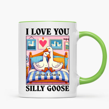 I Love You Silly Goose Cute Romantic Gift Mug, Cute Ducks Personalized Mug, Girlfriend Boyfriend Gift