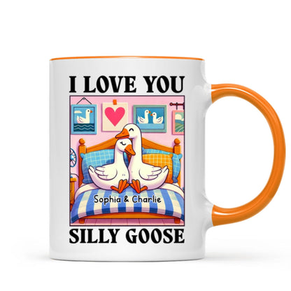 I Love You Silly Goose Cute Romantic Gift Mug, Cute Ducks Personalized Mug, Girlfriend Boyfriend Gift