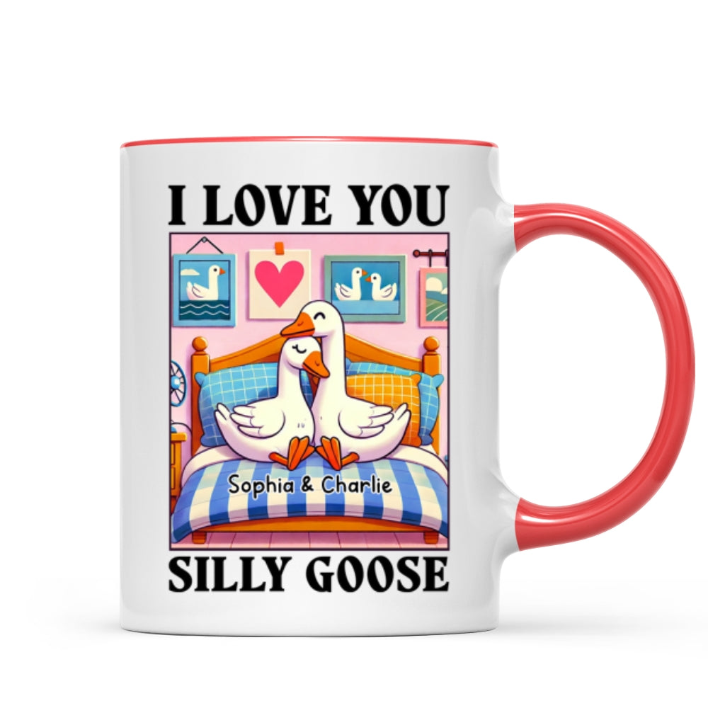 I Love You Silly Goose Cute Romantic Gift Mug, Cute Ducks Personalized Mug, Girlfriend Boyfriend Gift