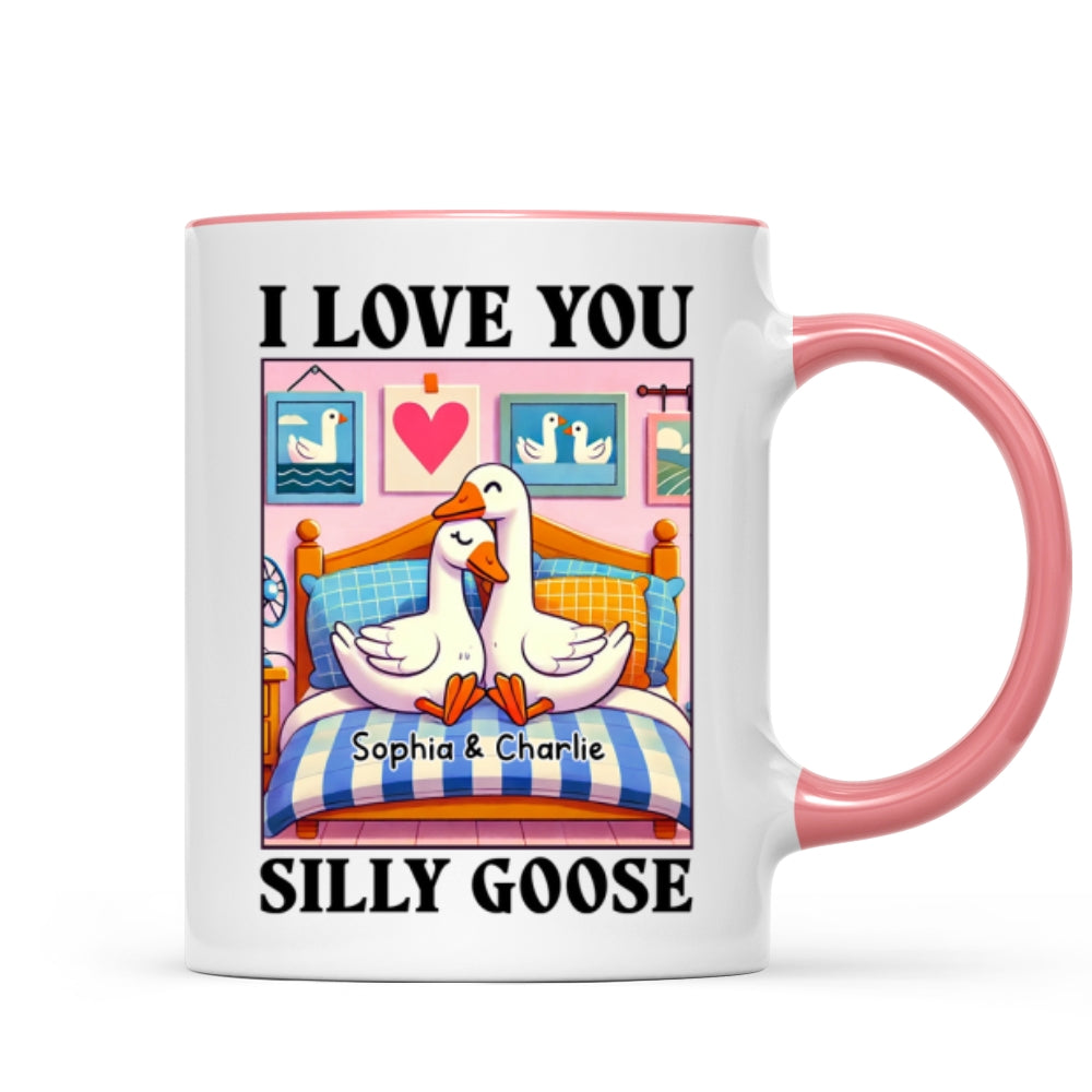 I Love You Silly Goose Cute Romantic Gift Mug, Cute Ducks Personalized Mug, Girlfriend Boyfriend Gift