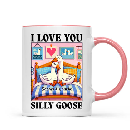 I Love You Silly Goose Cute Romantic Gift Mug, Cute Ducks Personalized Mug, Girlfriend Boyfriend Gift