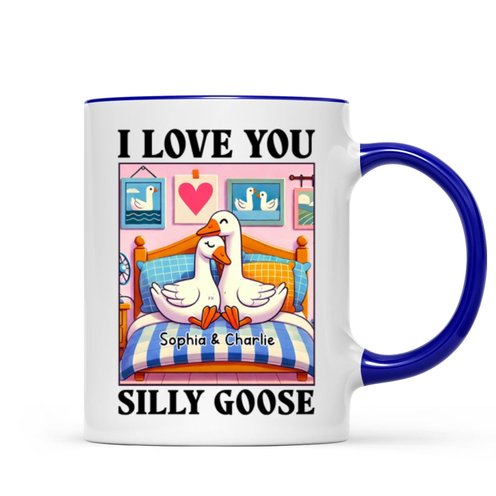 I Love You Silly Goose Cute Romantic Gift Mug, Cute Ducks Personalized Mug, Girlfriend Boyfriend Gift