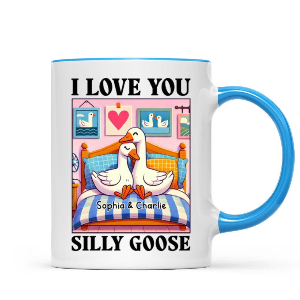 I Love You Silly Goose Cute Romantic Gift Mug, Cute Ducks Personalized Mug, Girlfriend Boyfriend Gift