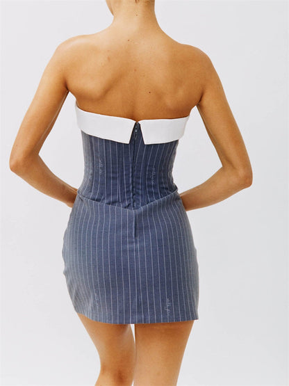 Strapless A-line Layered Neckline Mini Dress