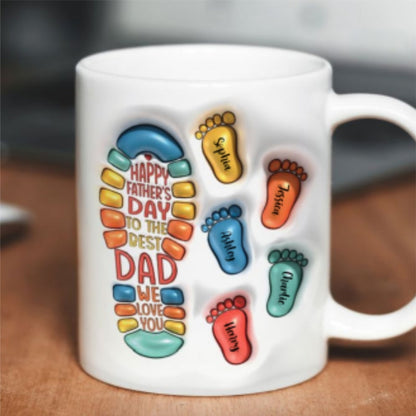 Happy Father's Day Dad Footprints Personalized 3D Inflated Printed Mug