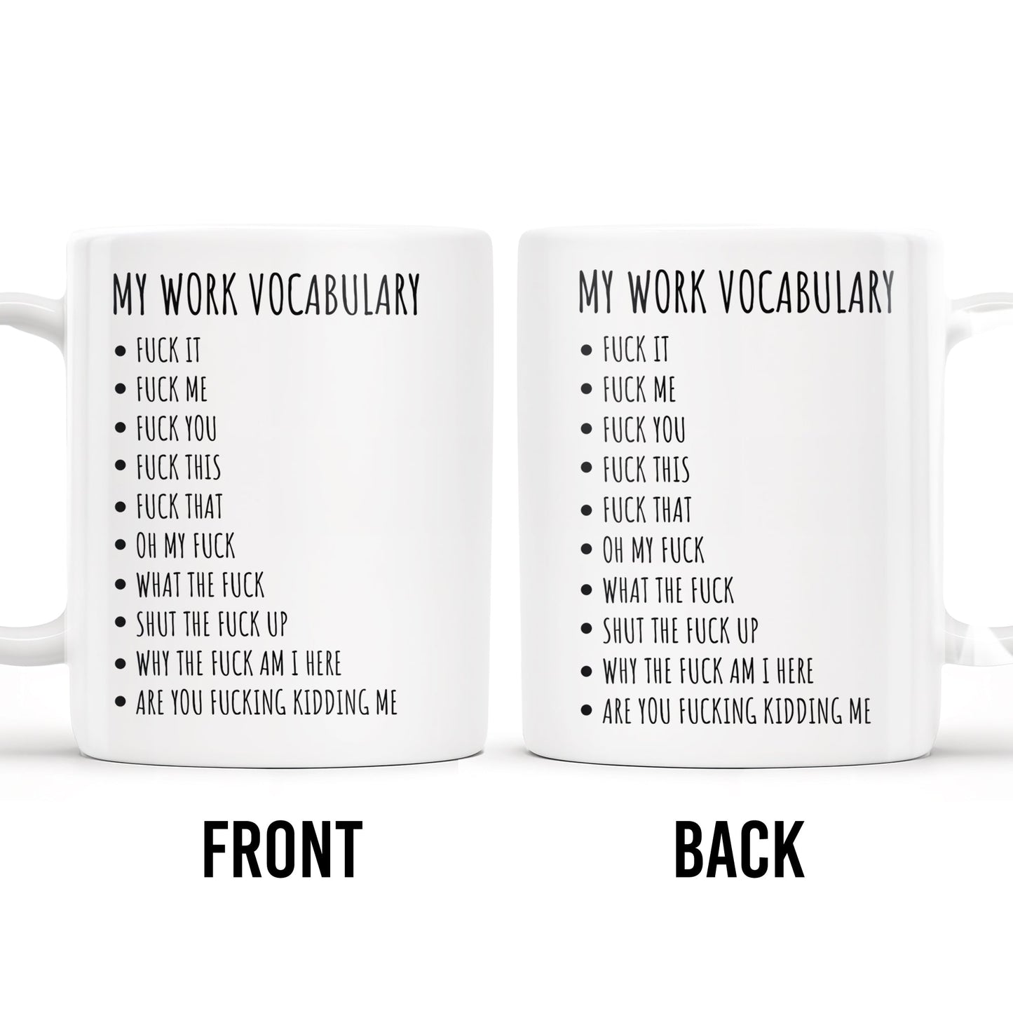 My Work Vocabulary Playfully Censored Coffee Mug - Personalized Custom Coffee Mug - COL029_MG