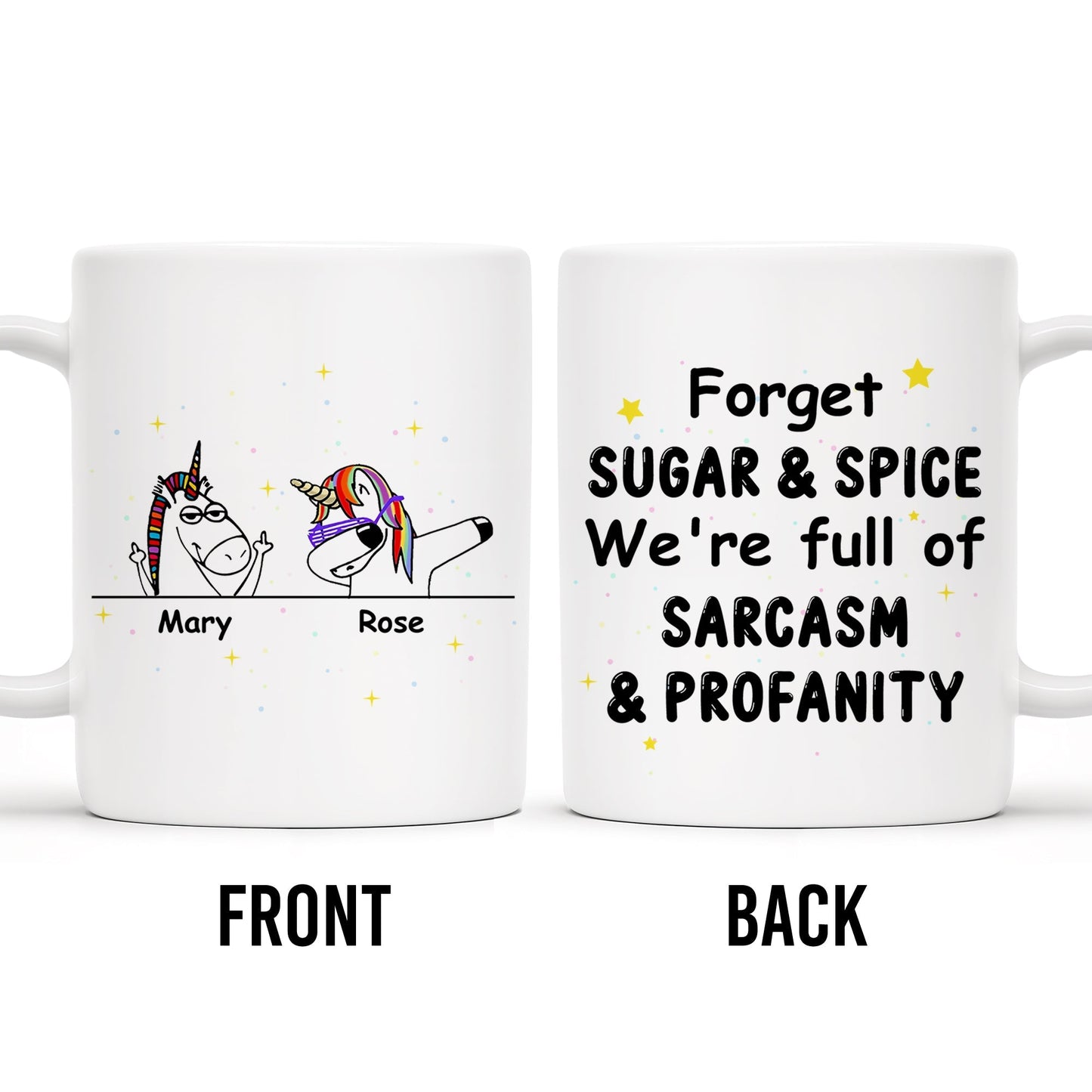 Forget Sugar & Spice Mug Featuring Unicorns & Stars - Personalized Custom Coffee Mug - COL033_MG