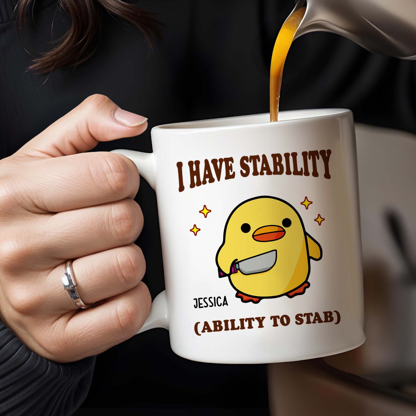 I Have Stability Ability To Stab With Cartoon Duck - Personalized Custom Coffee Mug - COL042_MG