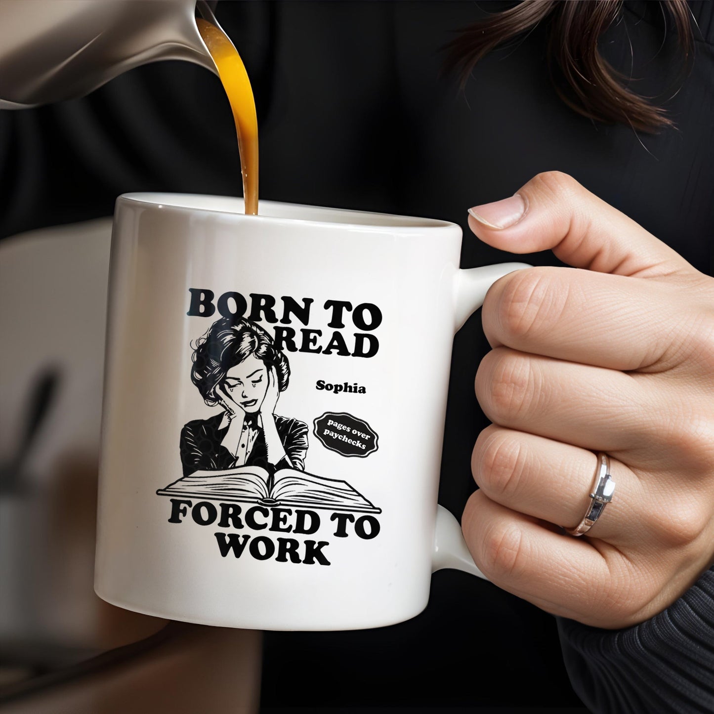 Born to Read Forced to Work Coffee Mug - Personalized Custom Coffee Mug - COL053_MG