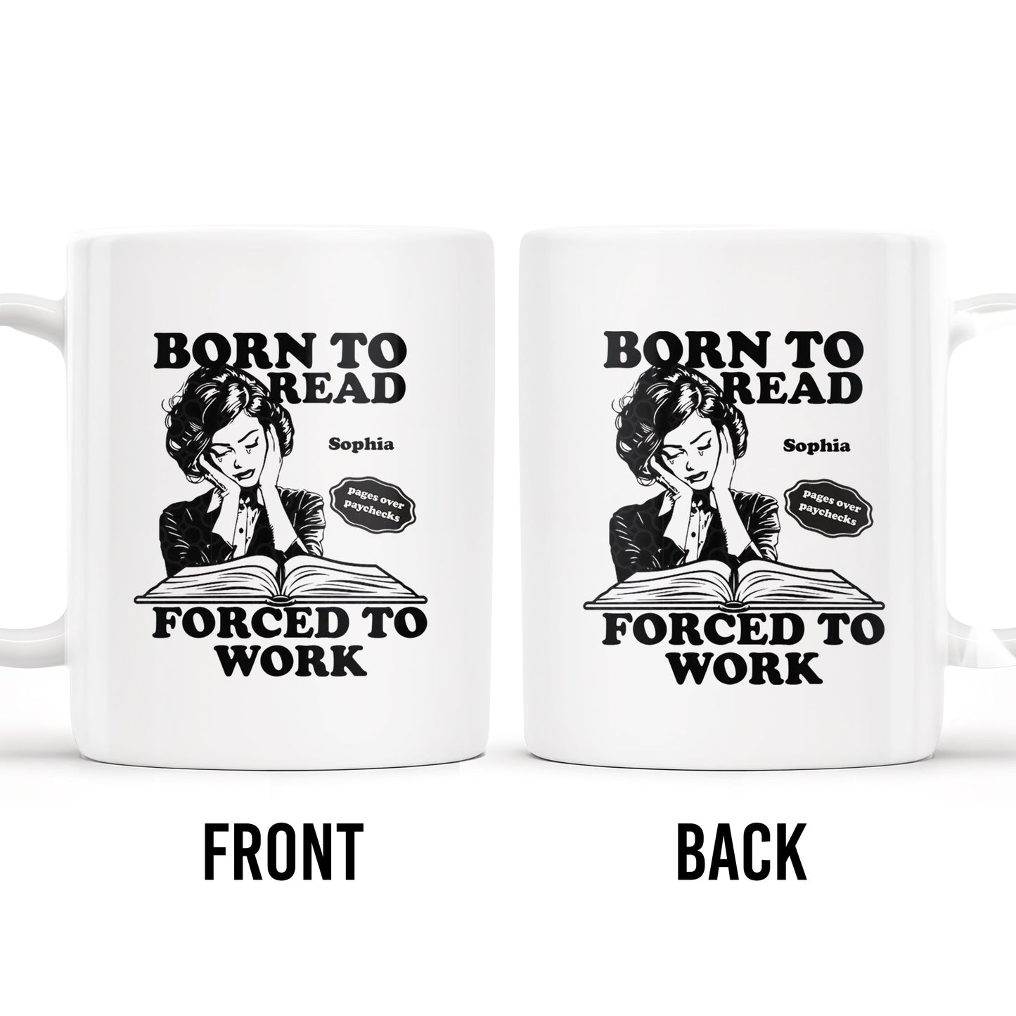Born to Read Forced to Work Coffee Mug - Personalized Custom Coffee Mug - COL053_MG