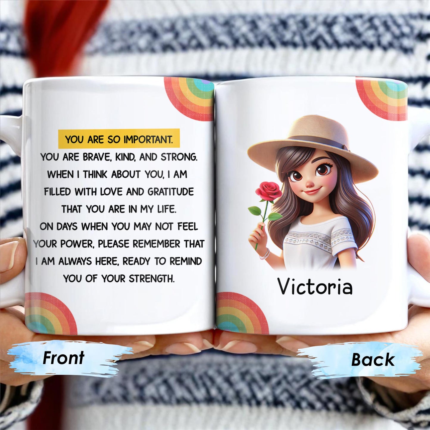 Always Here To Remind You Of Your Strength, Girl With Rose - Personalized Custom Coffee Mug - COL071_MG