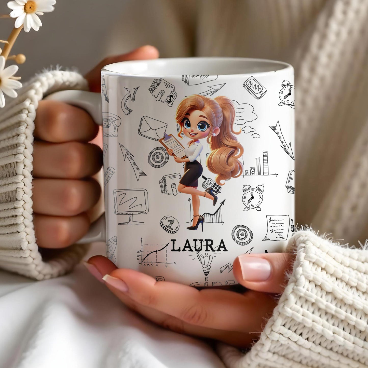First Of All Run Away Facts Data Destroy Quote With Business Woman - Personalized Custom Coffee Mug - COL073_MG