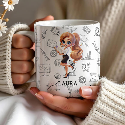 First Of All Run Away Facts Data Destroy Quote With Business Woman - Personalized Custom Coffee Mug - COL073_MG