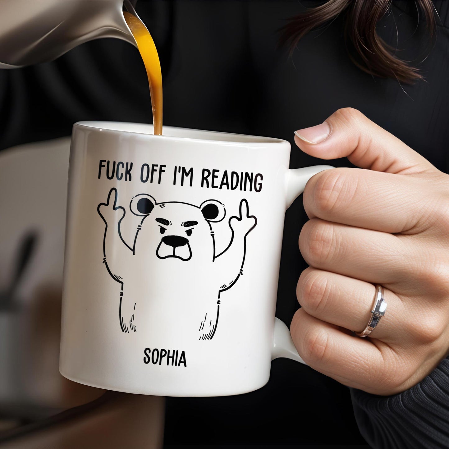 Leave Me Alone I'm Reading Angry Bear Design - Personalized Custom Coffee Mug - COL086_MG