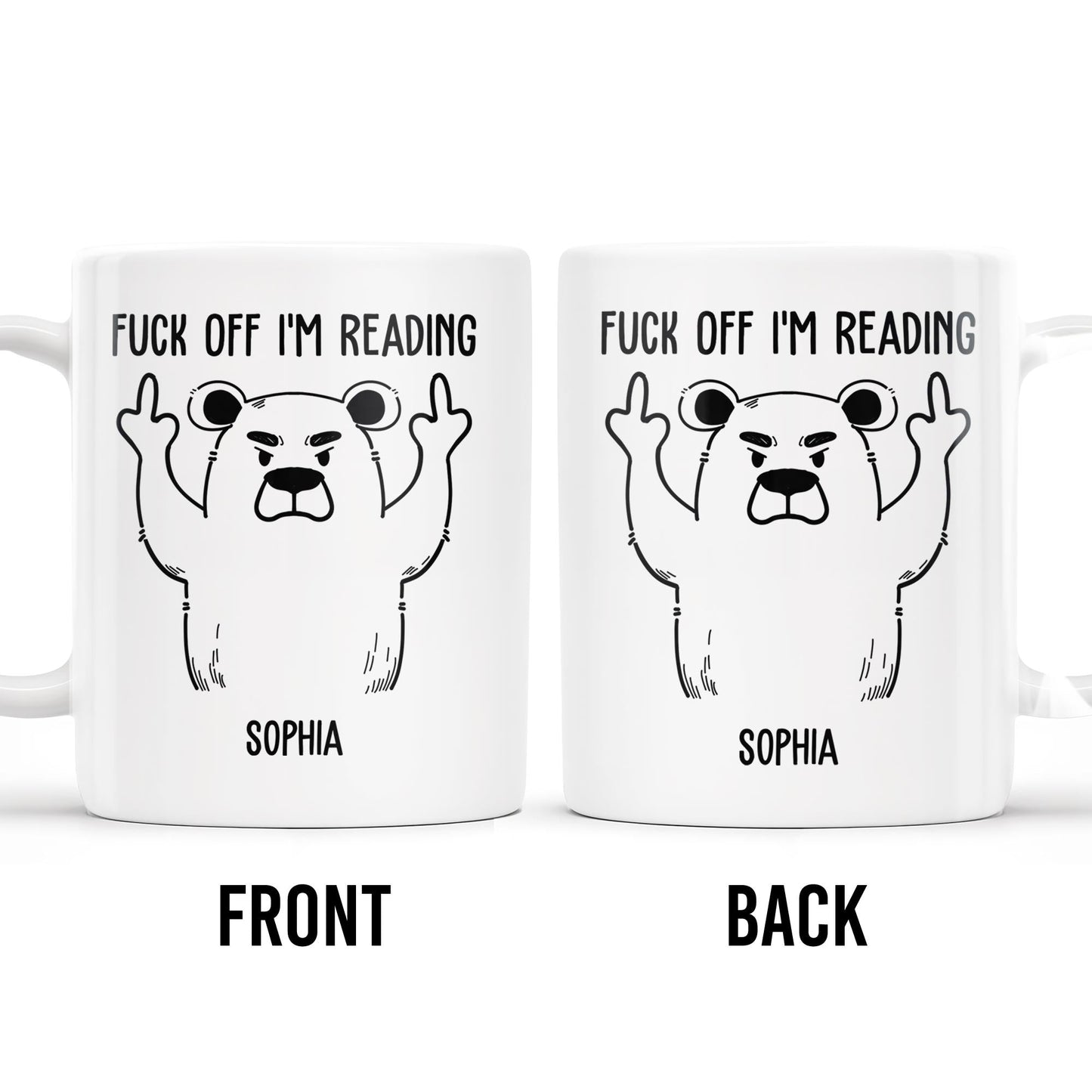 Leave Me Alone I'm Reading Angry Bear Design - Personalized Custom Coffee Mug - COL086_MG