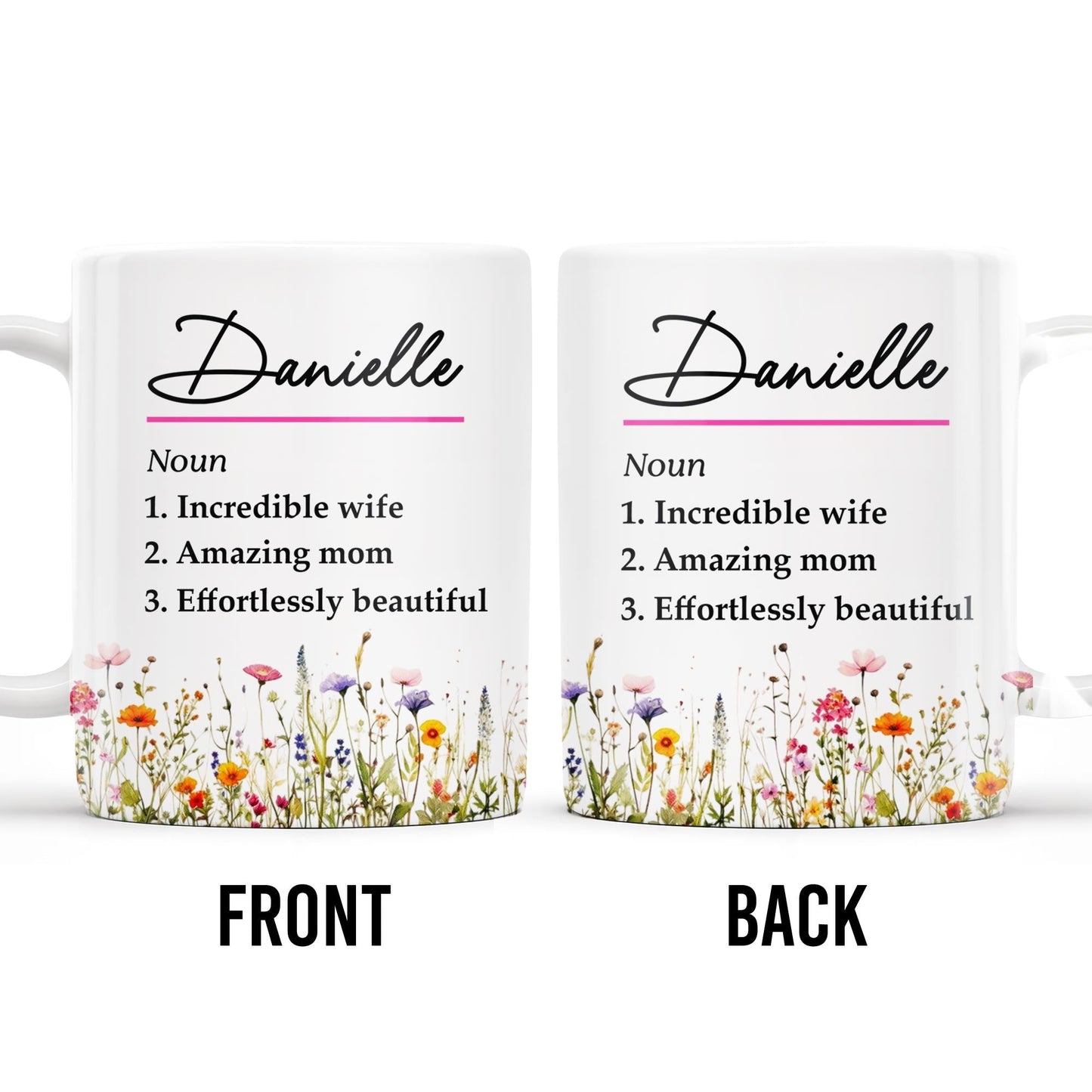 Incredible Wife Amazing Mom Effortlessly Beautiful With Wildflowers - Personalized Custom Coffee Mug - COL087_MG