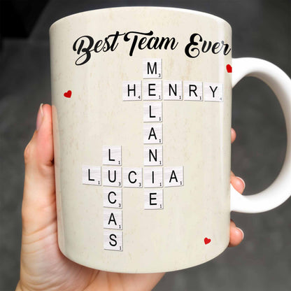 Best Team Ever Scrabble Tiles Heart Design - Personalized Custom Coffee Mug - COL099_MG