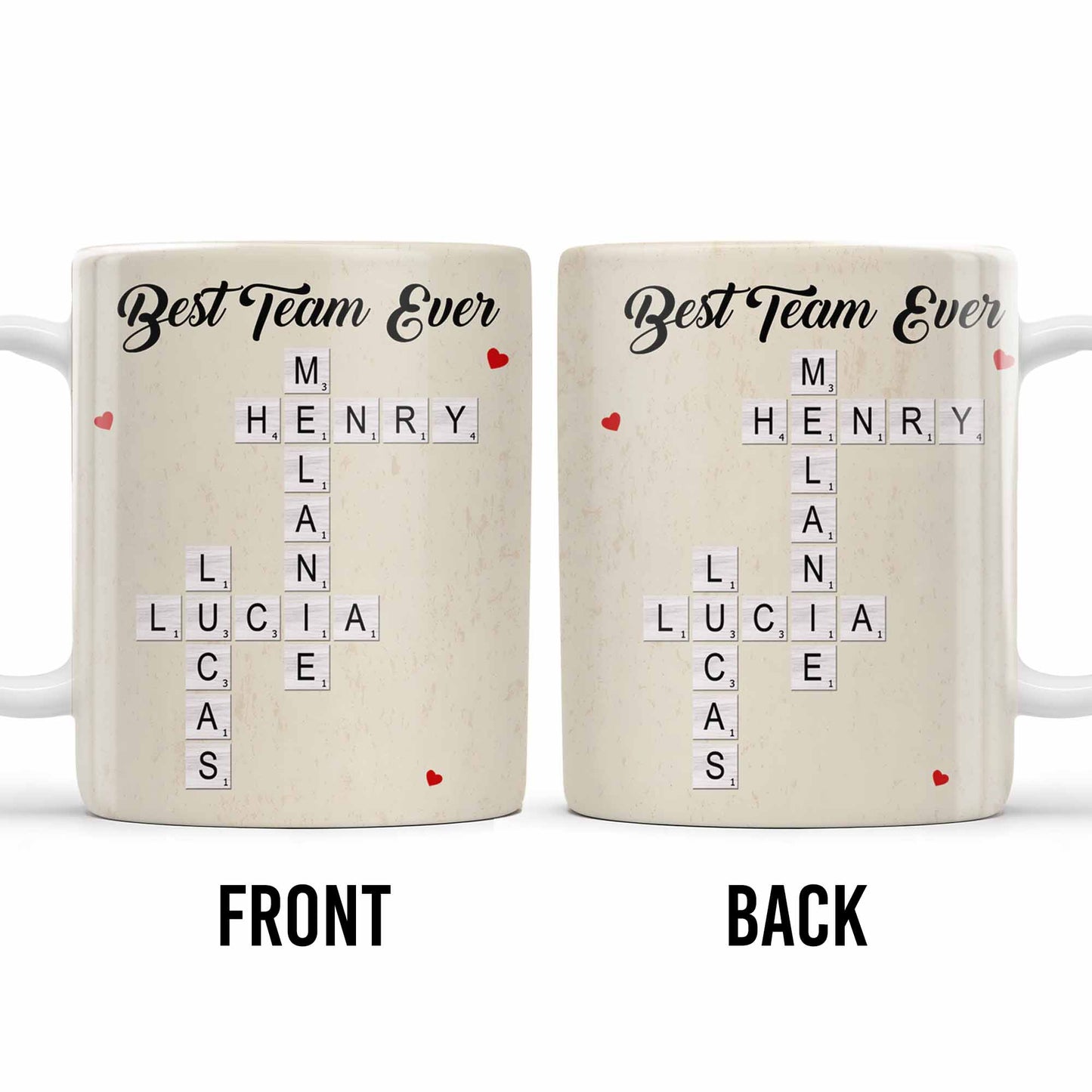Best Team Ever Scrabble Tiles Heart Design - Personalized Custom Coffee Mug - COL099_MG