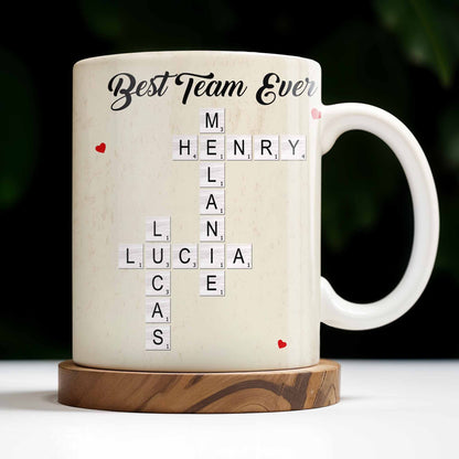 Best Team Ever Scrabble Tiles Heart Design - Personalized Custom Coffee Mug - COL099_MG