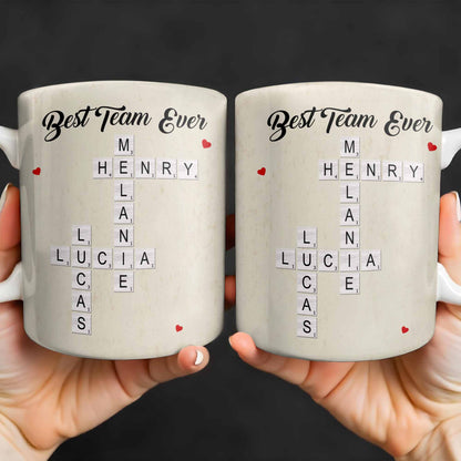 Best Team Ever Scrabble Tiles Heart Design - Personalized Custom Coffee Mug - COL099_MG