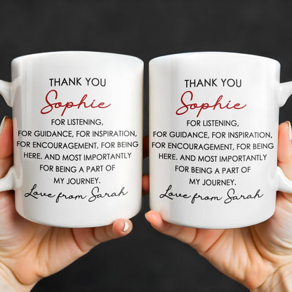 Thank You For Being A Part Of My Journey - Personalized Custom Coffee Mug - COL104_MG