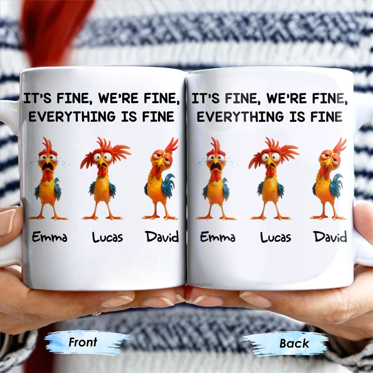 It's Fine, We're Fine, Everything Is Fine With Roosters - Personalized Custom Coffee Mug - COL106_MG
