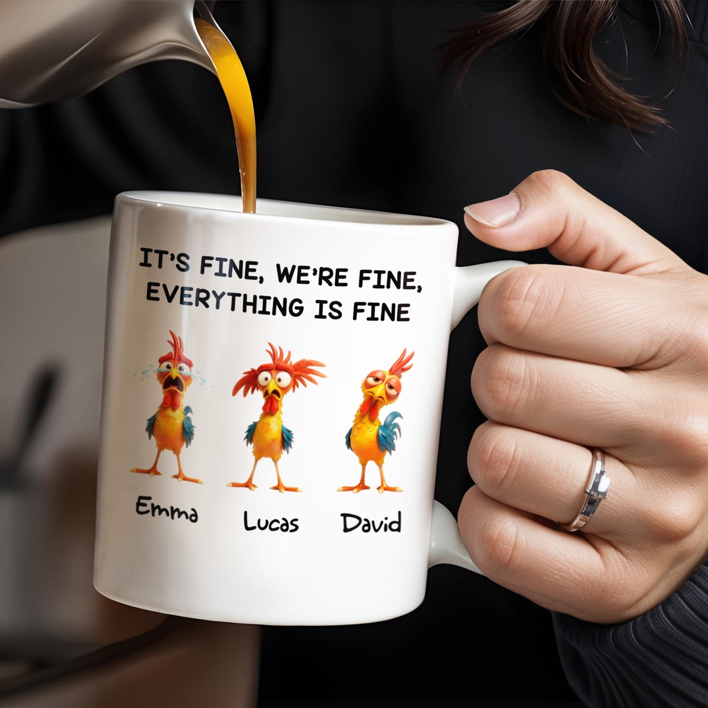 It's Fine, We're Fine, Everything Is Fine With Roosters - Personalized Custom Coffee Mug - COL106_MG