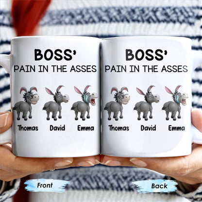Boss' Pain In The Asses Featuring Playful Donkeys - Personalized Custom Coffee Mug - COL107_MG
