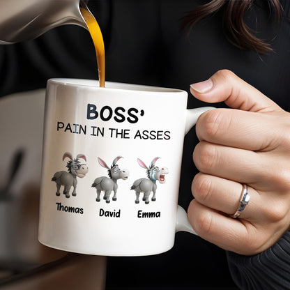 Boss' Pain In The Asses Featuring Playful Donkeys - Personalized Custom Coffee Mug - COL107_MG